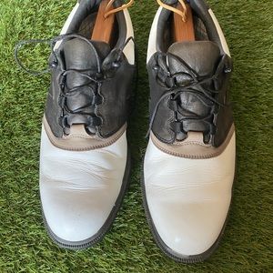 Footjoy Dimension Men’s golf shoes White/ Brown Nice Shoes, Good Cleats, sz 13